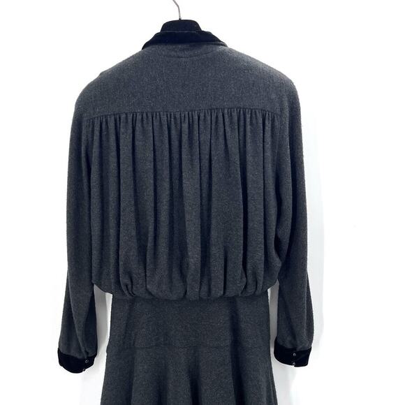 Vintage Bespoke Custom Gray Cashmere Long Sleeve Midi Dress Size 6 - Picture 5 of 13